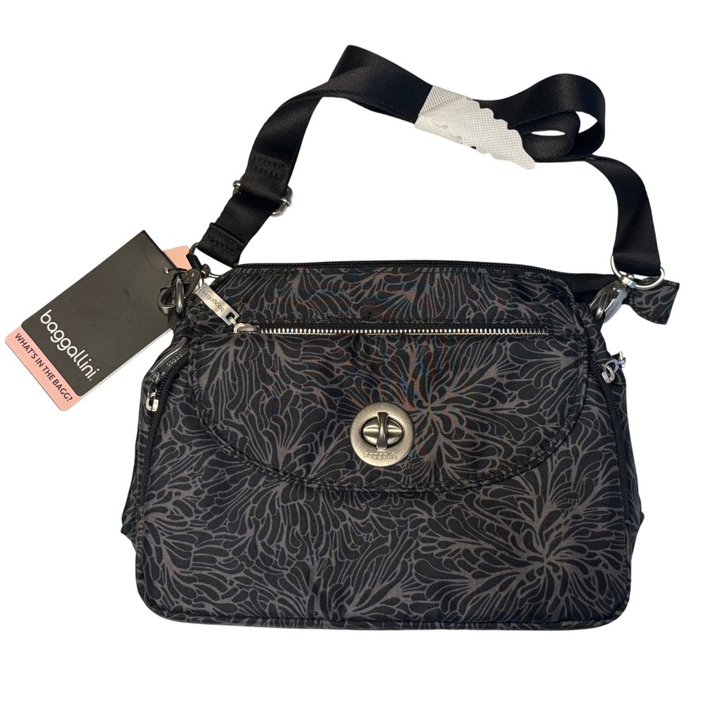 baggallini Calais Crossbody Bag Mid Blossom Built-In RFID Wallet Floral Womens